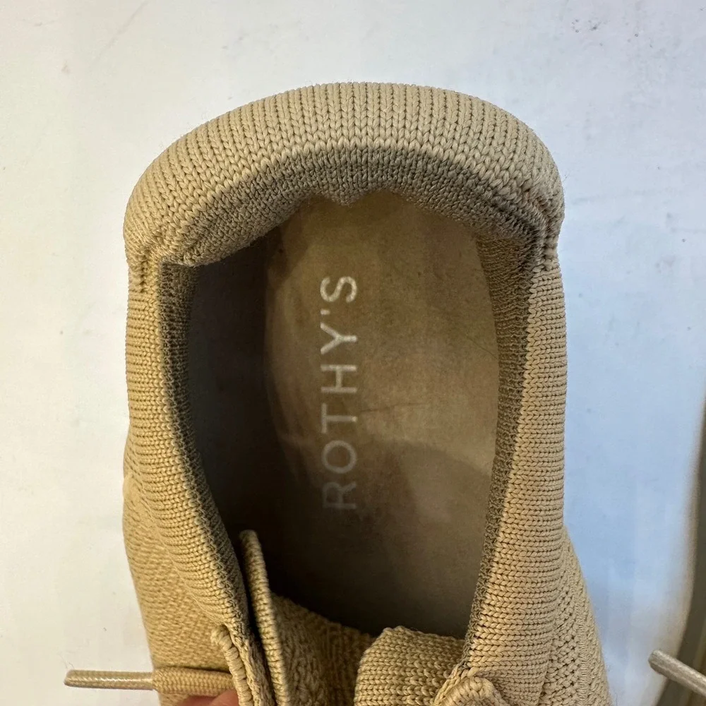 Rothys RS01 Mens Tan Sand Knit Low‎ Top Lace Up Sneakers Size 10